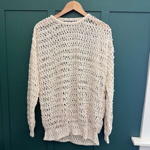 CHLOE white open knit round neck sweater